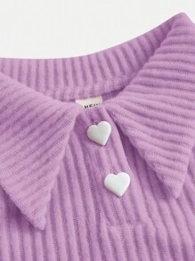 SHEIN Tank Tops & Camis Bé Gái Gân đan Nút phía trước màu trơn Giải trí - Màu Lilac Tím - Xem 3