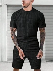 Manfinity Homme Bộ hai mảnh Nam Dây kéo Túi màu trơn Giải trí - màu đen - Xem 1