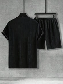 Manfinity Homme Bộ hai mảnh Nam Dây kéo Túi màu trơn Giải trí - màu đen - Xem 2