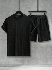 Manfinity Homme Bộ hai mảnh Nam Dây kéo Túi màu trơn Giải trí - màu đen - Xem 3