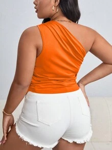 Firerie Talla grande Top de un hombro bajo hanky