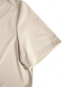 Manfinity Homme Men Solid Tee & Drawstring Waist Shorts - Beige - View 5