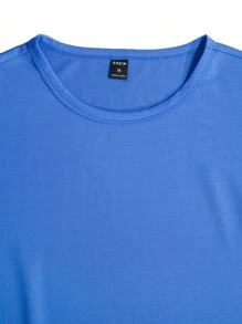 Manfinity Homme Nam Áo phông trơn & Eo dây rút Quần short - Xanh đậm - Xem 4