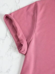 SHEIN Essnce 熊和字母圖案T恤 - 粉色 - 查看 3