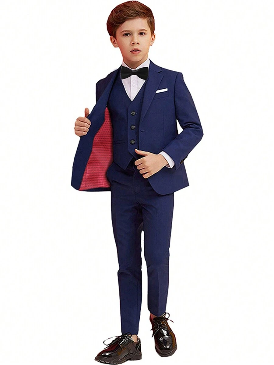 5pcs BackToSchool Children's Suit Set, Boy's Suit Trousers, Waistcoat