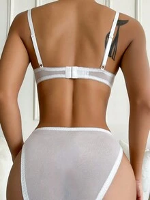 Set de lencería con encaje floral con aro - Blanco - Ver 2