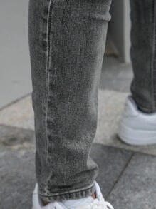 Hombres Jeans ajustados con bolsillo oblicuo - Gris - Ver 3