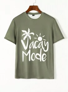 Manfinity RSRT Men 1pc Tropical & Letter Graphic Tee - Army Green - View 1