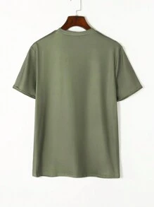 Manfinity RSRT Men 1pc Tropical & Letter Graphic Tee - Army Green - View 2