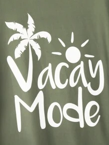 Manfinity RSRT Men 1pc Tropical & Letter Graphic Tee - Army Green - View 4