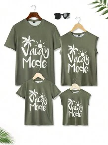 Manfinity RSRT Men 1pc Tropical & Letter Graphic Tee - Army Green - View 6