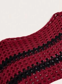 ROMWE Grunge Punk Plus Hollow Out Crop Sweater - Multicolor - View 3