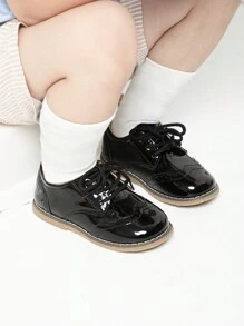 Boys Wingtip Brogue Lace Up Oxford Shoes For Outdoor - Black - View 3