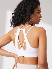 Gameset SHEIN Sport 後鏤空運動型文胸 - 白色 - 查看 1