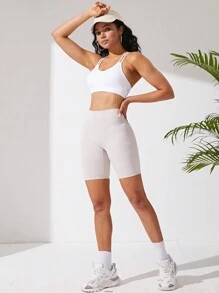 Gameset SHEIN Sport 後鏤空運動型文胸 - 白色 - 查看 3