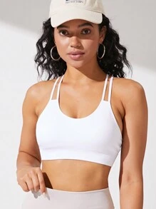 Gameset SHEIN Sport 後鏤空運動型文胸 - 白色 - 查看 4