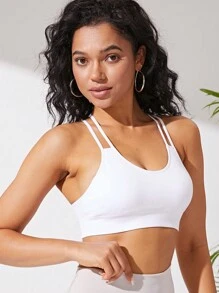 Gameset SHEIN Sport 後鏤空運動型文胸 - 白色 - 查看 5