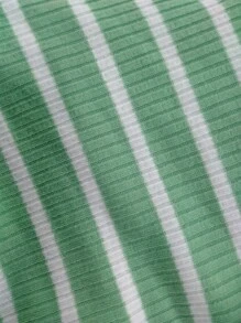 SHEIN Unity 條紋印花短款背心和高衩半身裙 - 薄荷綠 - 查看 7
