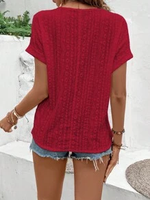 Breezaya 素色蝙蝠袖T恤 - 酒紅色 - 查看 2