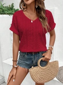 Breezaya 素色蝙蝠袖T恤 - 酒紅色 - 查看 3