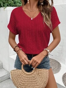 Breezaya 素色蝙蝠袖T恤 - 酒紅色 - 查看 4