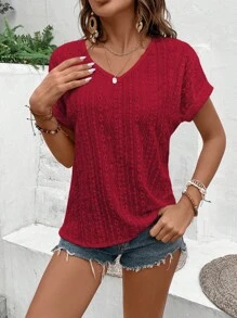 Breezaya 素色蝙蝠袖T恤 - 酒紅色 - 查看 5