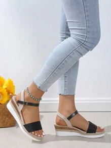Xăng đan quai ngang mắt cá chân Espadrille đơn dành cho nữ, Xăng đan đế vải đi nghỉ mát cho mùa hè - màu đen - Xem 4