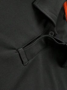 休閒鈕扣純色男士polo襯衫 - 黑色 - 查看 5