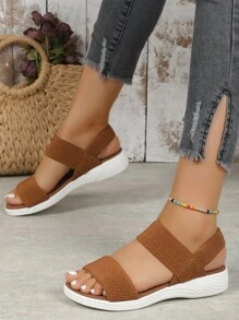 Giày sandal hở mũi có dây thun cho nữ, giày sandal thể thao thời trang thường ngày cho mùa hè - màu nâu - Xem 3