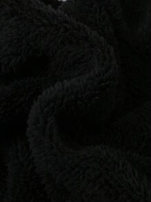 SHEIN 2Pcs/Set Young Boy Solid Fleece Stand Collar Sweatshirt For Warm Keeping - Black and White - View 7