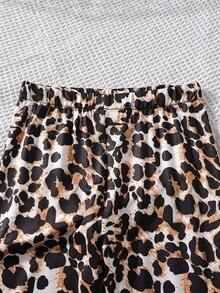 SHEIN 女孩字母和豹紋印花T恤和緊身褲 - 彩色 - 查看 4