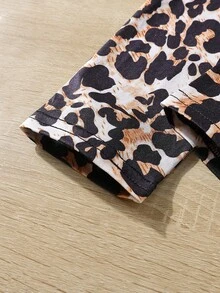 SHEIN 女孩字母和豹紋印花T恤和緊身褲 - 彩色 - 查看 6