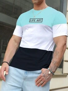 Manfinity Homme Áo thun Nam Khối Màu Lá thư Giải trí - Nhiều màu - Xem 1