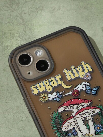 Studio Chunk 1pc Letter Mushroom Graphic TPU Phone Case Compatible With IPhone