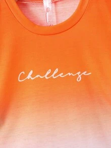 SHEIN Bộ thời trang bé trai Lá thư Ombre Giải trí - trái cam - Xem 5