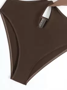 Swim SXY Colourblock Criss Cross Halter One Piece Swimsuit - Multicolor - View 5