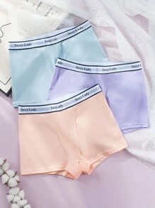 3入組腰部字母條帶平角褲