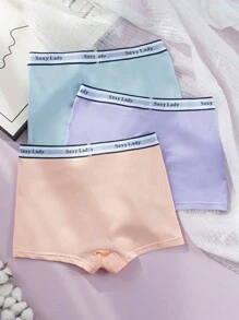 3入組腰部字母條帶平角褲