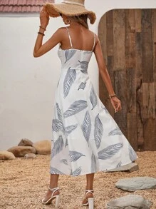 SHEIN VCAY Đầm Cắt ra Thắt nút Thắt nơ trước Nhiệt đới Boho - trắng - Xem 2