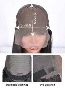 Glueless 5 X 5 Lace Closure Wig Curly Wave Pre Plucked Fuller Density Pre Bleached Human Hair Wig - SNatural - View 6