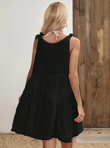 EMERY ROSE Solid Sheer Cover Up Dress - Black - View 2