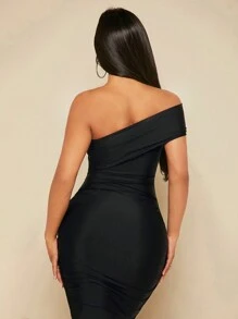 SHEIN SXY One Shoulder Bodycon Dress - Black - View 5