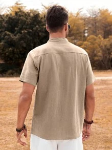 Manfinity Homme Men Solid Button Up Shirt - Khaki - View 2