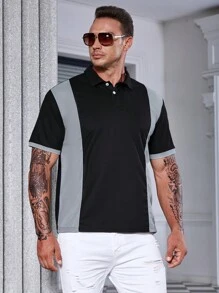 Manfinity Homme Men Colour Block Polo Shirt - Black - View 6