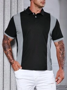 Manfinity Homme Men Colour Block Polo Shirt - Black - View 7