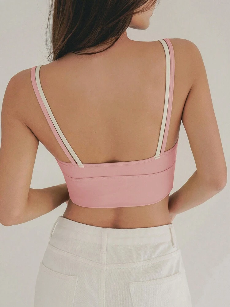 Contrast Binding Crop Sports Bra