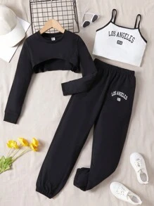 SHEIN Explorewe Bộ hai mảnh Gái - màu đen - Xem 1