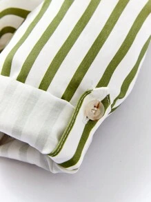 Cozy Pixies Baby Boy Striped Half Button Shirt & Shorts - Multicolor - View 6