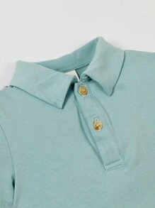Cozy Pixies Đứa bé trai 2 Miếng Chất rắn Cổ Polo Áo liền quần chặt - Nhiều màu - Xem 6