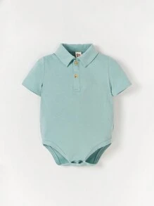 Cozy Pixies Đứa bé trai 2 Miếng Chất rắn Cổ Polo Áo liền quần chặt - Nhiều màu - Xem 12